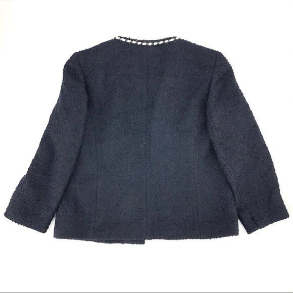 Kasper Navy Bouclee Knit Open Front Jacket - Picture 3 of 3